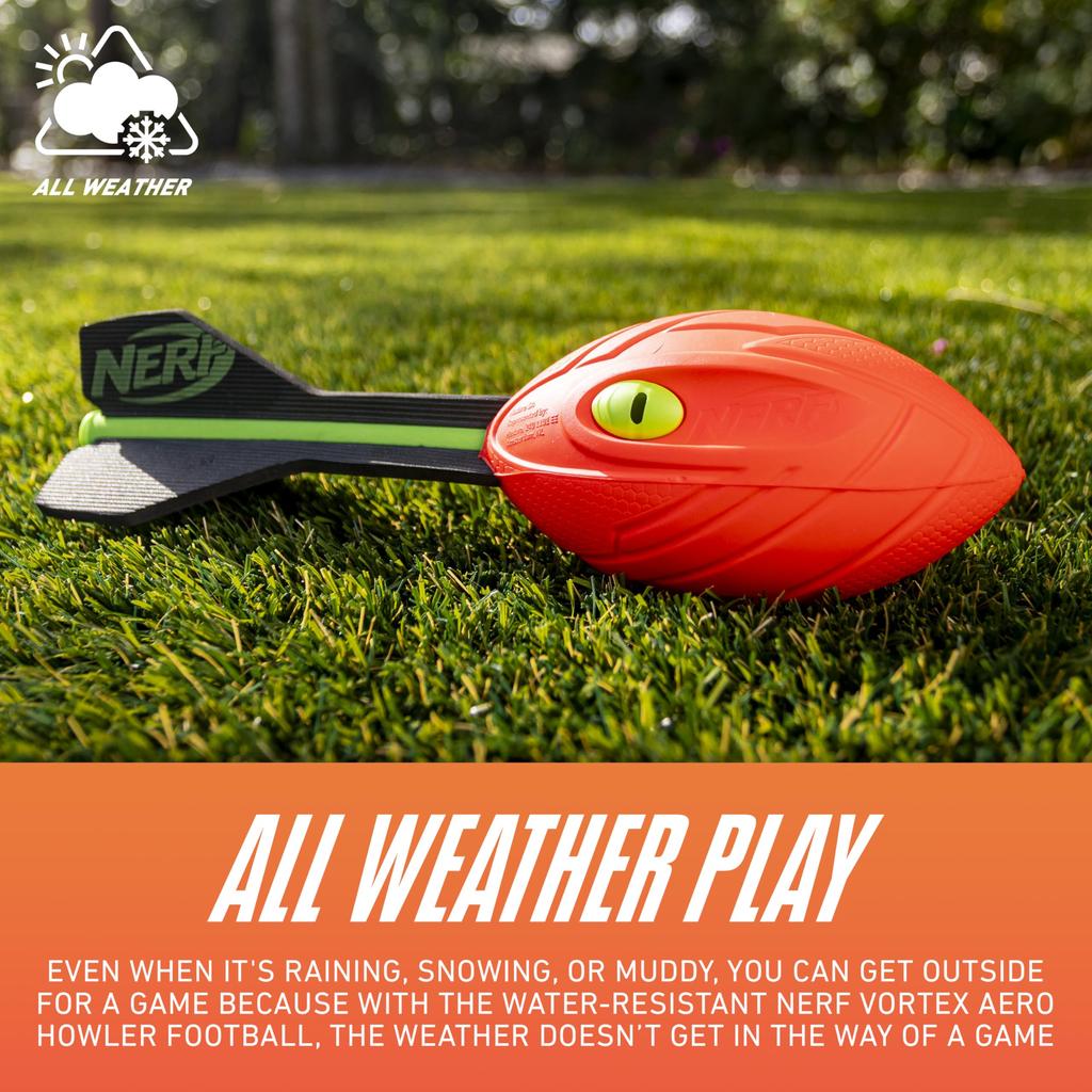 NERF Vortex Aero Howler Foam Ball – Classic Long-Distance Football – Flight-Optimizing Tail – Hand Grip – Indoor and Outdoor Fun