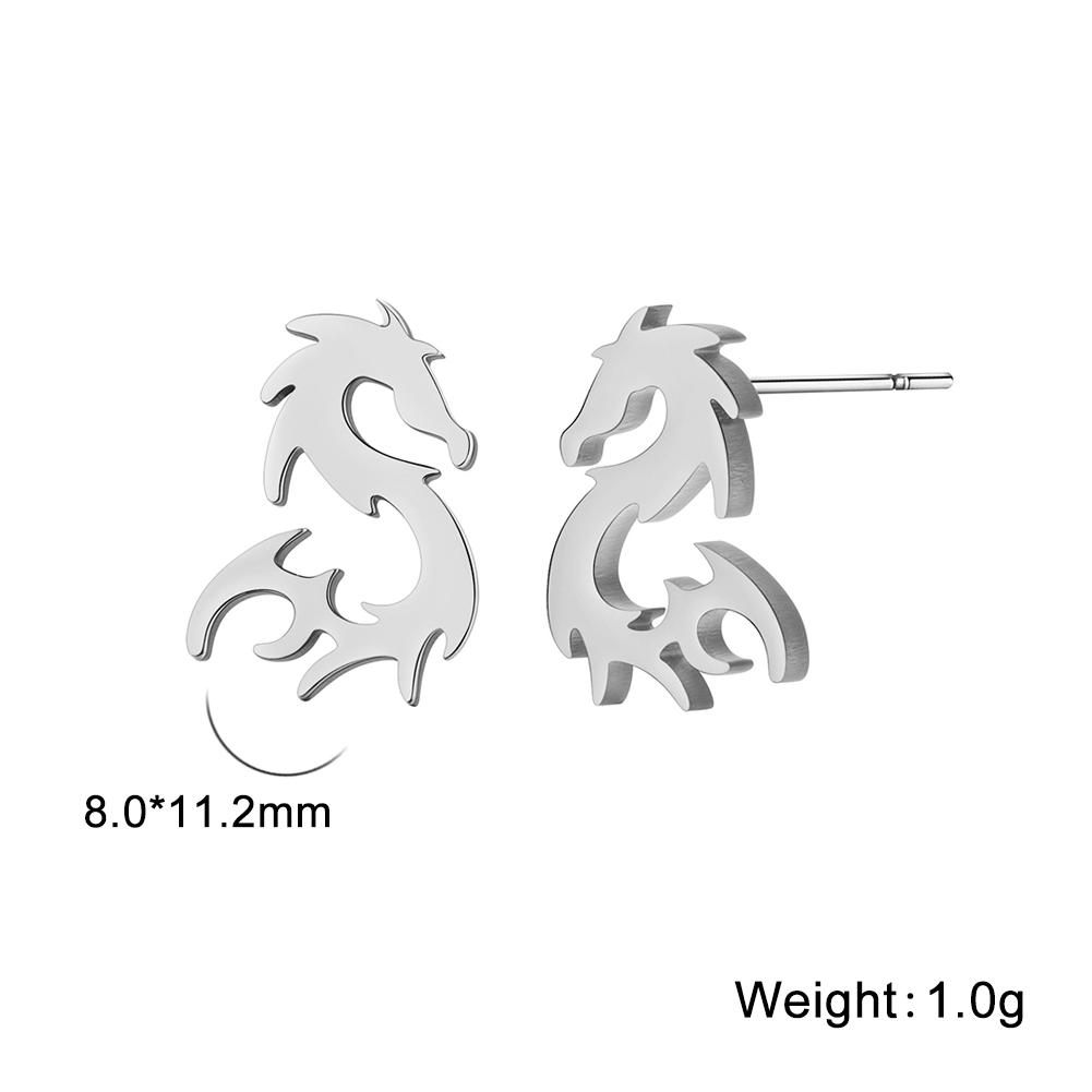 My Shape Punk Dragon Totem Stud Earrings for Men Women Hippop Black Color Stainless Steel Earring Vintage Jewelry Celtics Amulet