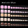 120pcs French Style Fake Toenail Press On Toe Foot Full Cover Square Nails Art Tips Wearable Nail Manicure Tool