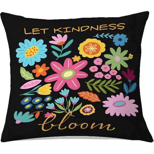 Boho Floral Bird Pillow Cover 18x18 Inches, Colorful Flower & Bird Pattern, Rustic Botanical Home Decor, Nature Lover Gift, Farmhouse Accent