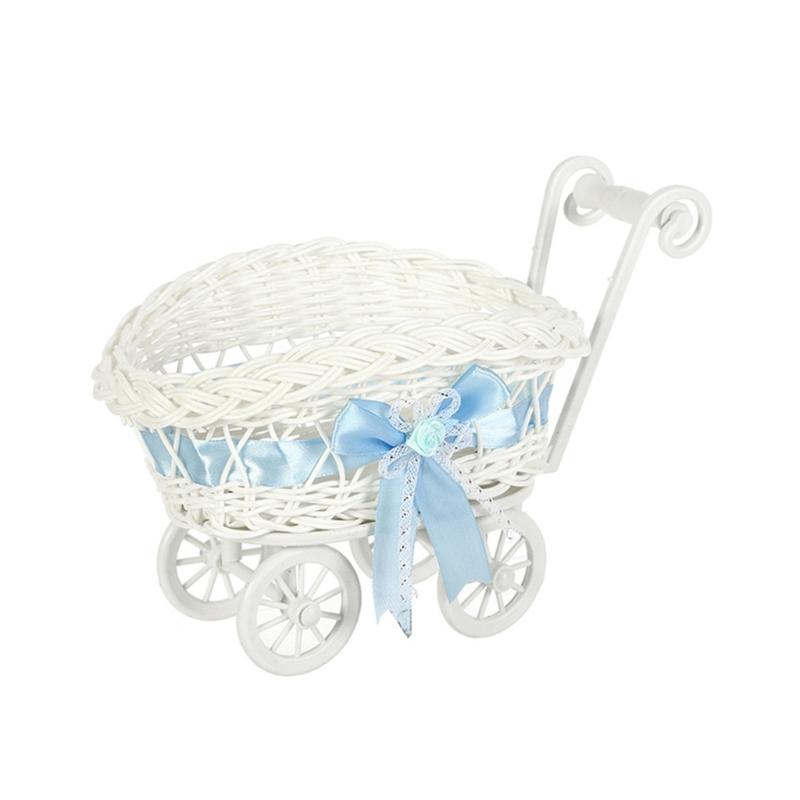 Rattan Style Candy Display Trolley For Wedding Event Plastic Candy Holder Basket Multipurpose Home Organization