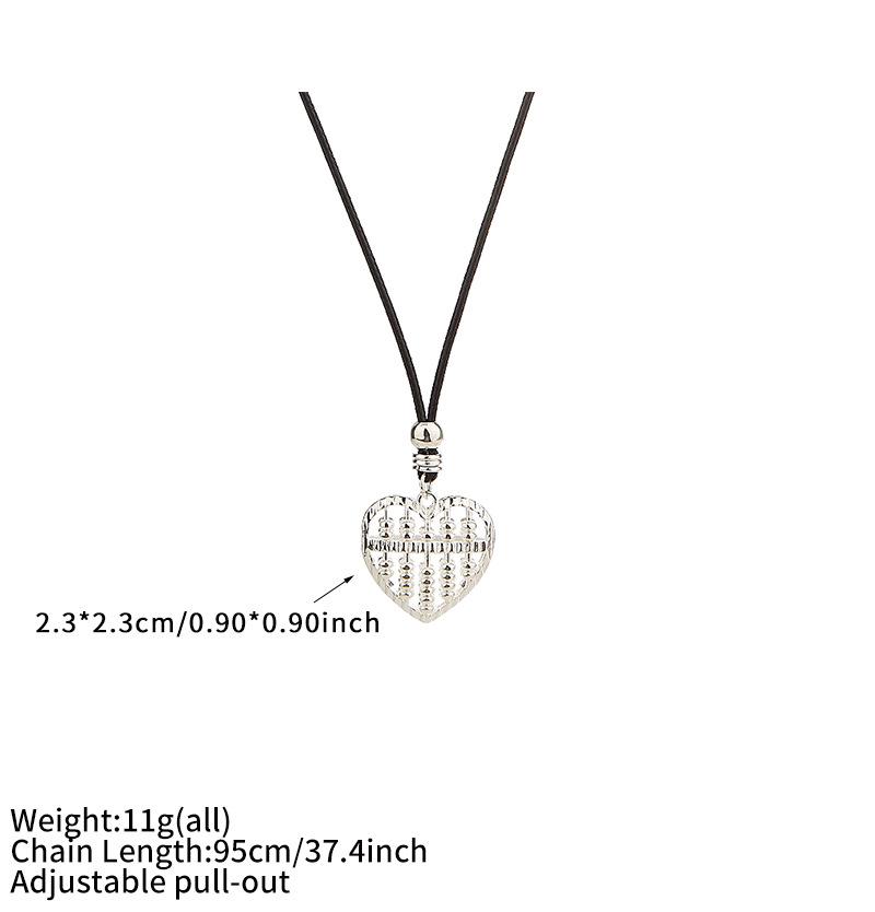Korean Style Heart Abacus Long Necklace - High-End Luxury Pendant, Adjustable 2026 Design for Women