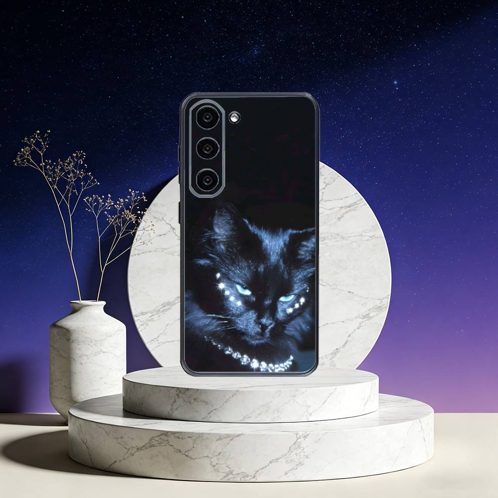 Black Cat Staring Eye Phone Case For Samsung Galaxy A73,A72,A71,A70,A53,A52,A51,Others Soft Black Cover Samsung a51 4g