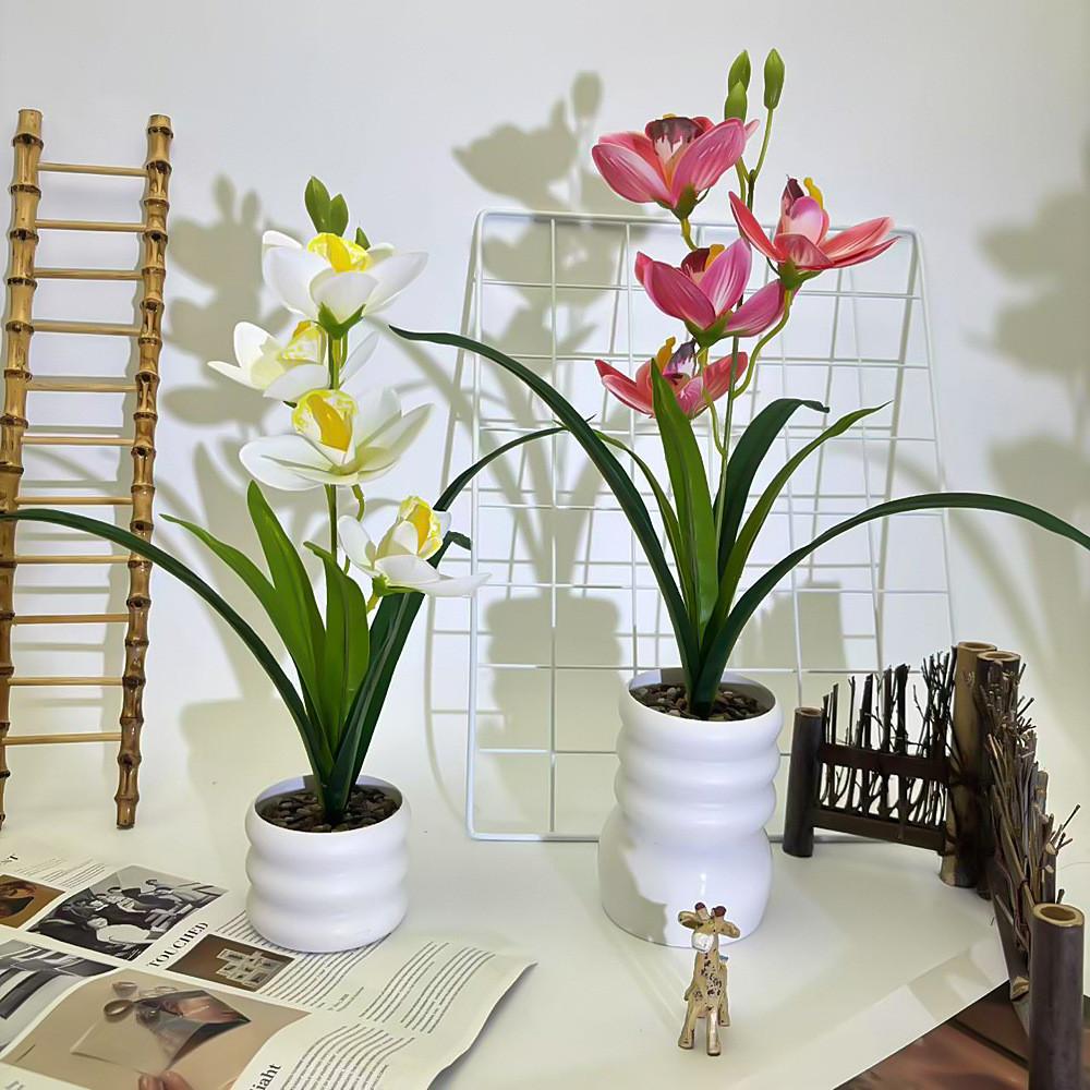 Simulation Cymbidium Faberi Rolfe Riverstones Bonsai For Photography Prop Use