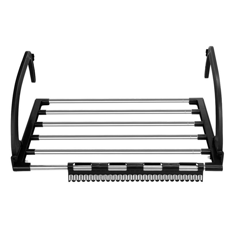 

Retractable Window Drying Rack - Space Saving Stainless Steel Clothes Airer for Balcony & Bathroom - Foldable Laundry Rod чёрный