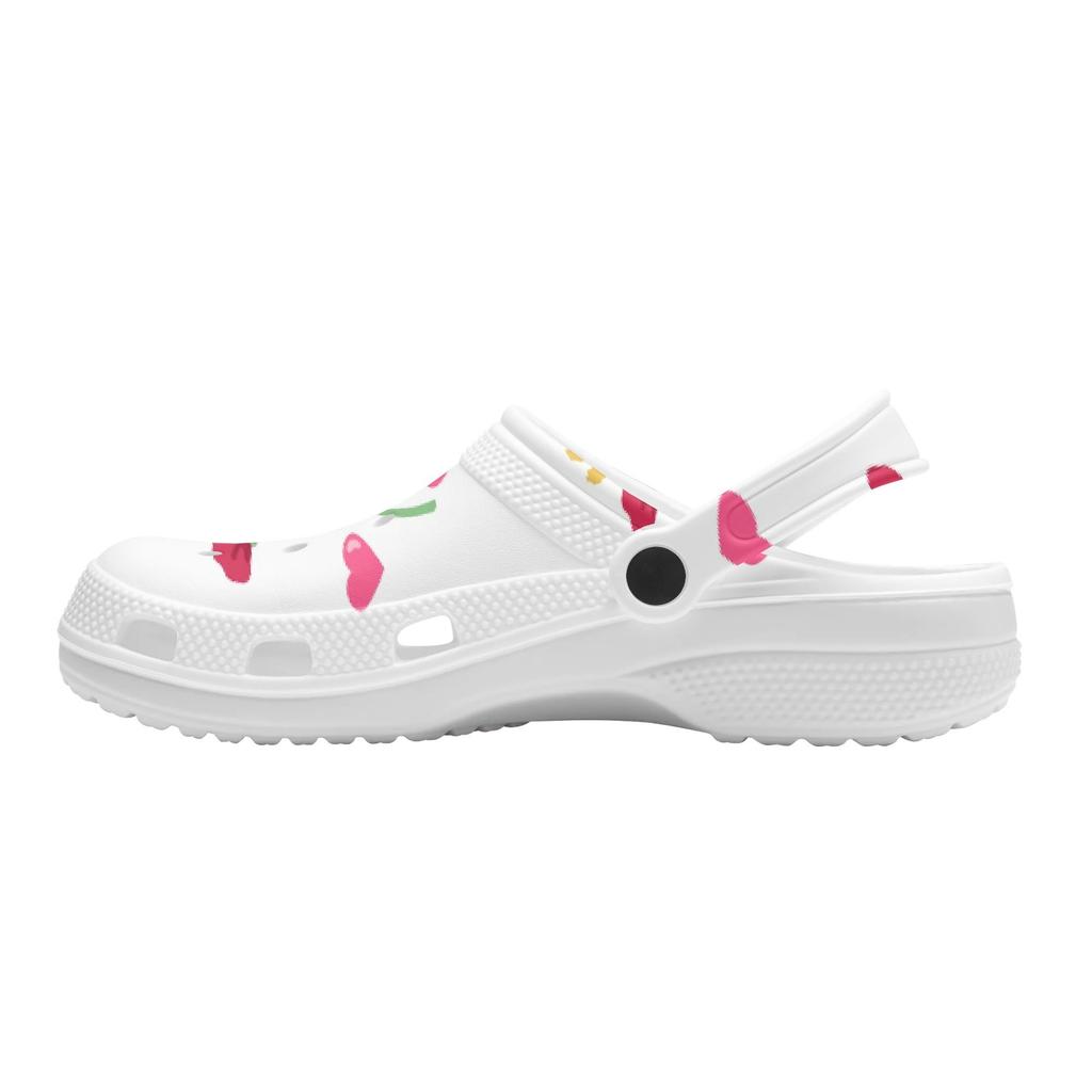 White Printed EVA Clogs for Women Men Flexible Lightweight Slip On Casual Shoes Soft Sole Summer Sandals Daily Comfort Wear
