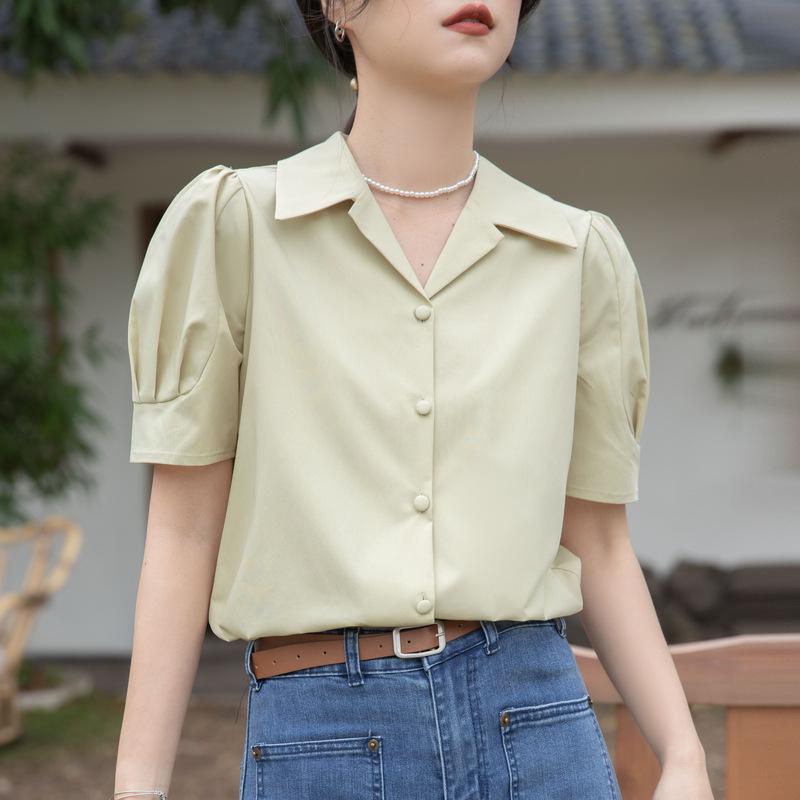 

GMXIA Women s Short Sleeve Shirt Summer Career Commuter Simple Interview Blouse M