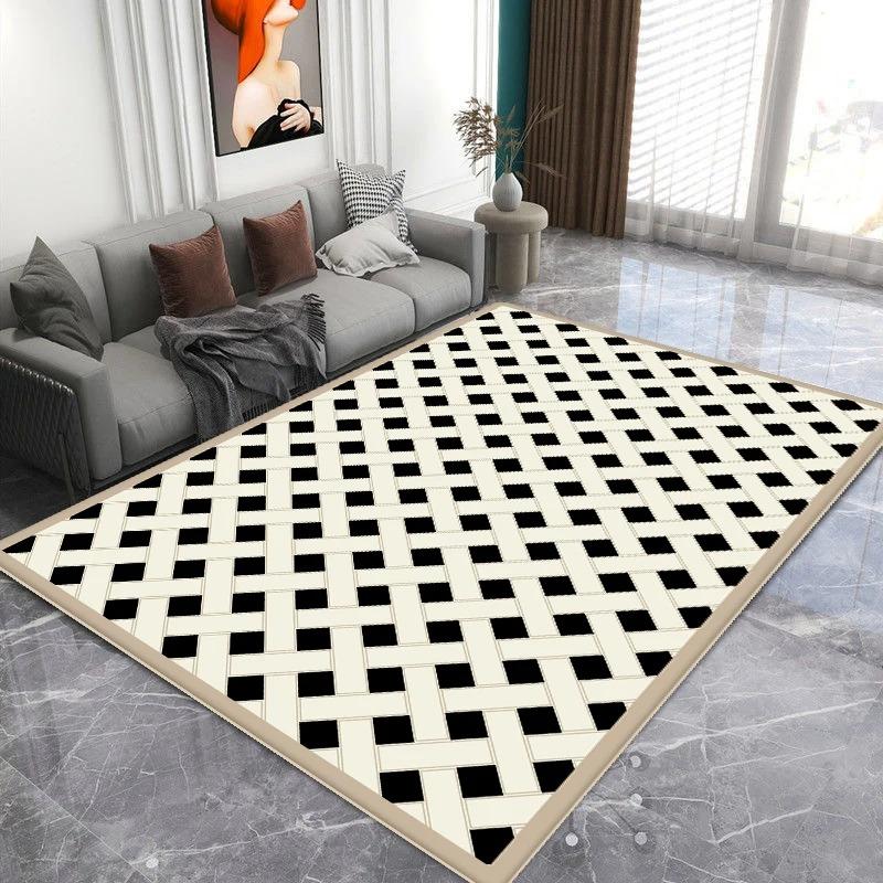 Nordic Black White Jagged Pattern Carpets for Living Room Soft Washable Non-slip Large Area Rugs for Bedroom Decoration Home Mat
