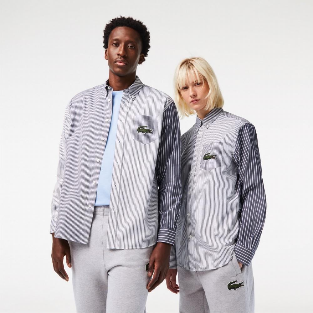 

LACOSTE Мужская рубашка в крупную полоску под крокодила CH053553G 522