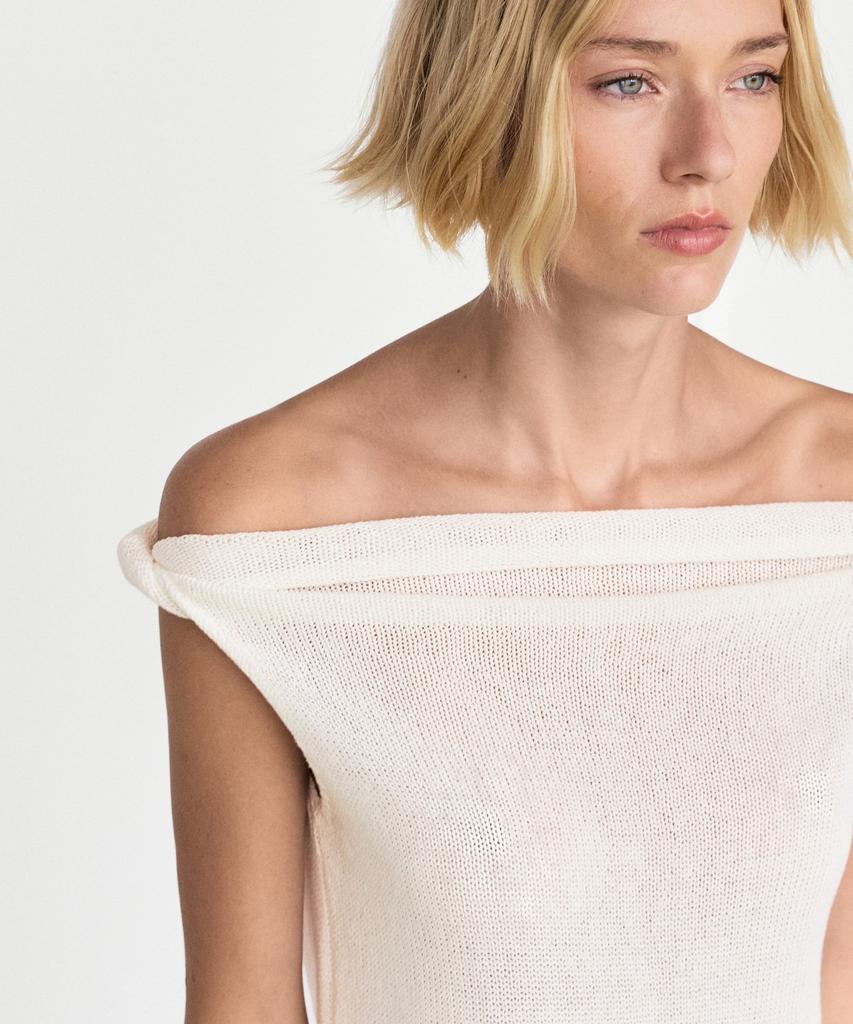 Masimodutti Ribbed Strapless Knit Top