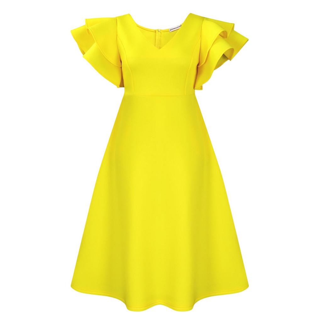 2024 Summer Ruffle High Waist A-Line Skirt Banquet Party Dress