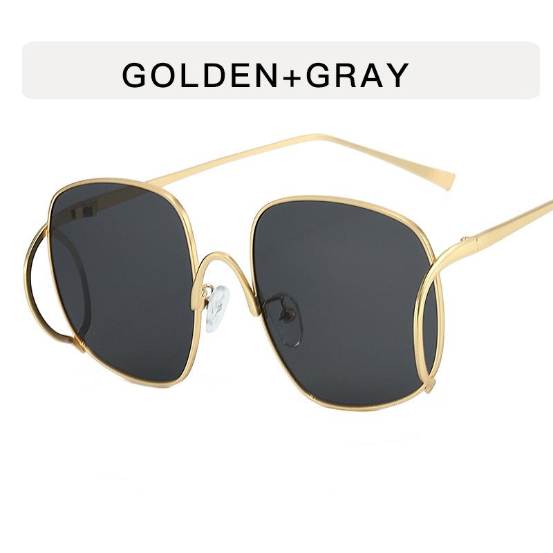 Retro big frame metal sunglasses women, European and American ins high-end sunglasses punk hip-hop party glasses tide