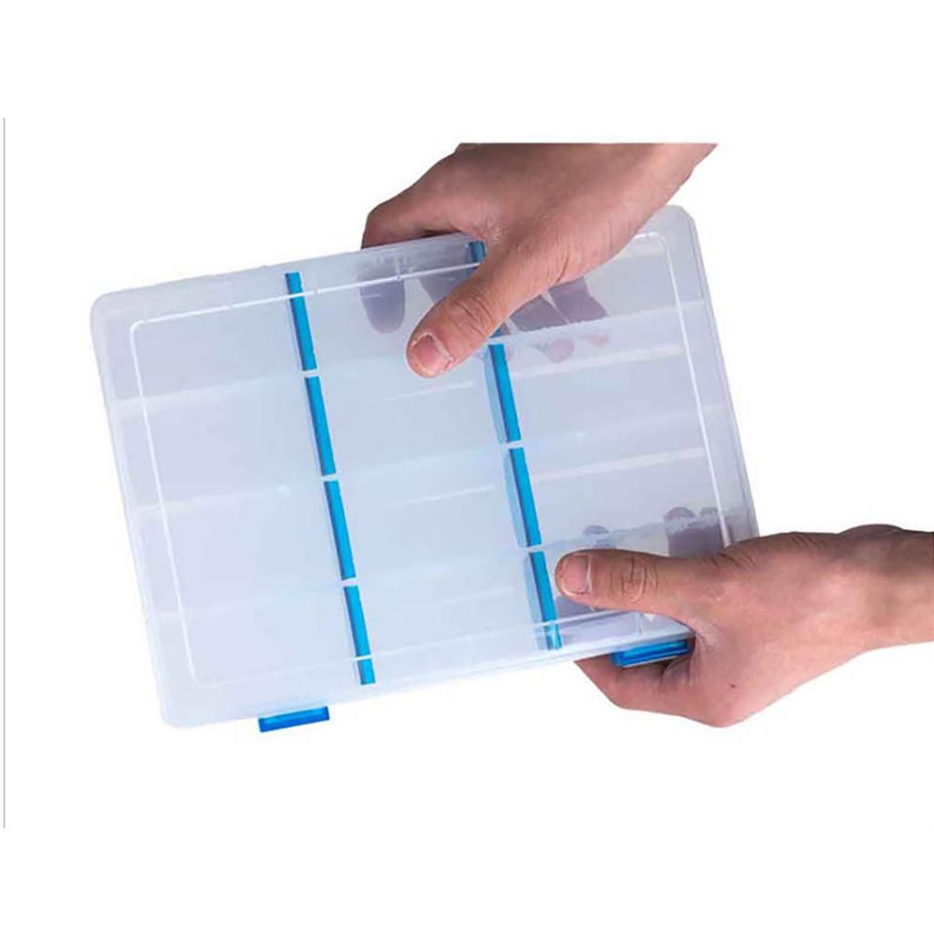 Fishing Lure Box Transparent Smooth Plastic Storage Container With 16 Partition Plates Organizer For Fishing Gear