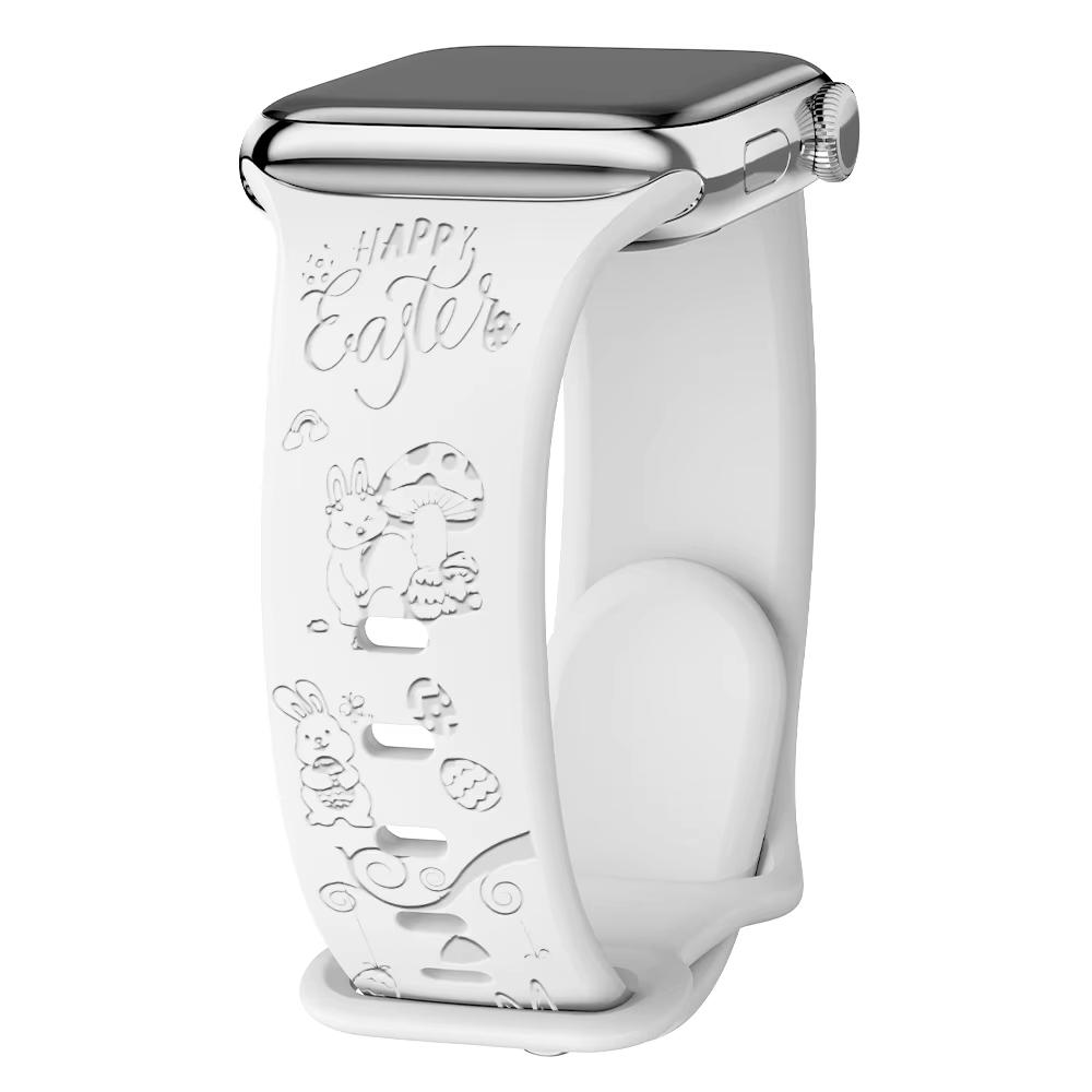 Bracelets Pour Apple Watch Band 44mm 42mm 40mm 45mm 49mm 46mm Bracelet gravé floral correa iwatch series 11 10 9 7 SE 8 Ultra 3