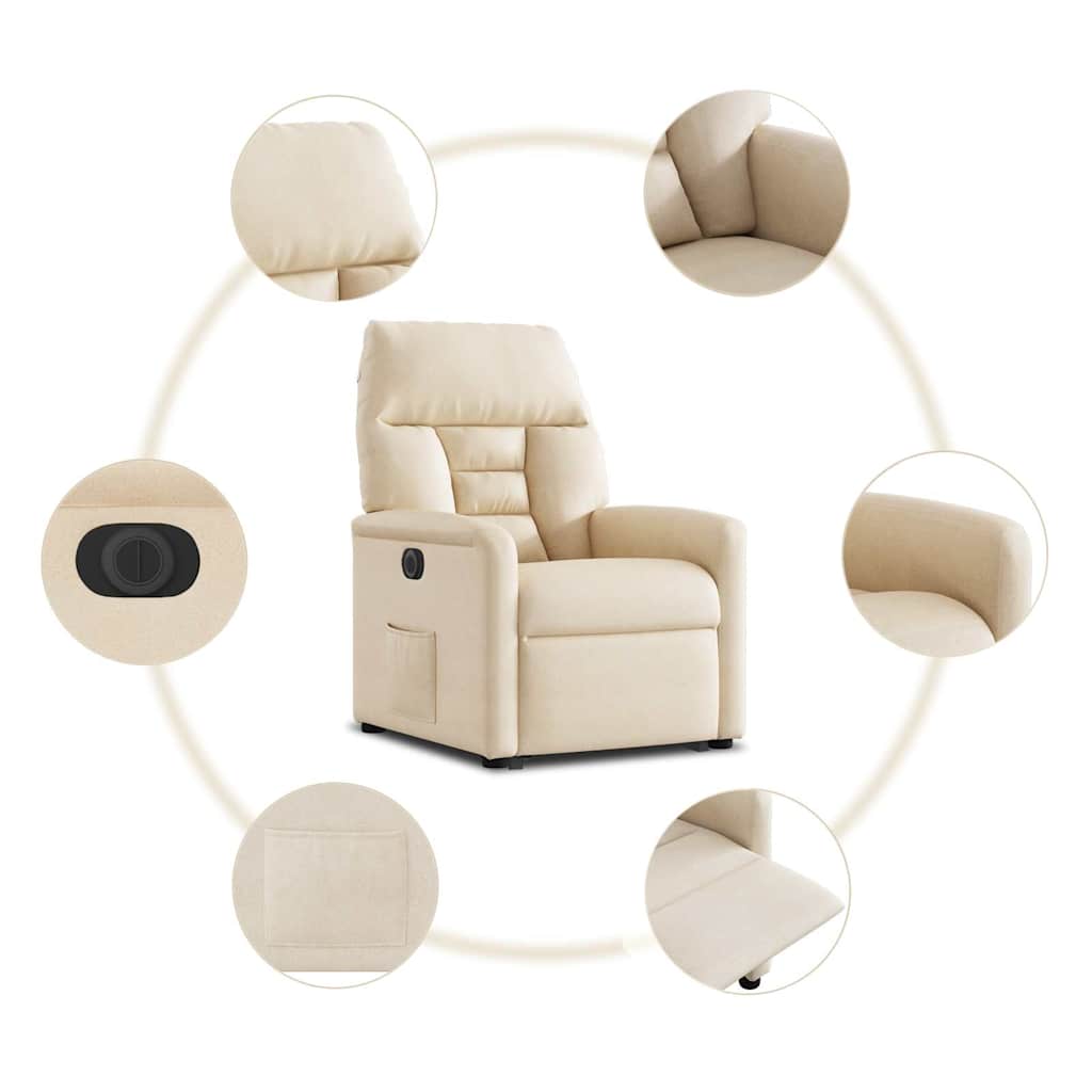 Recliner Chair with Lift Assist Electric Beige Microfiber Fabric