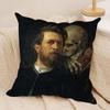 Classical European Fun Figures Cushion Cover Silky Short Plush Double-Sided Printed Pillow Case For Sofa All Seasons Home Decor