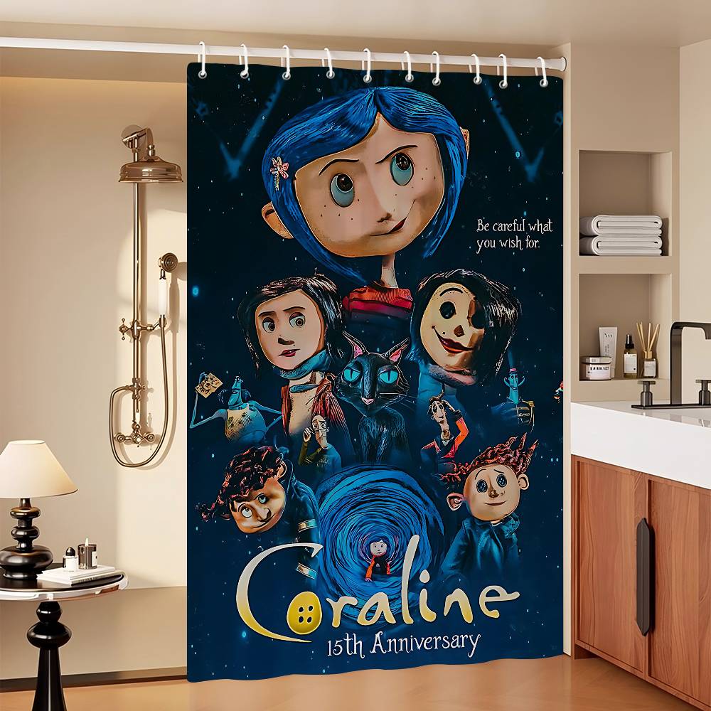 Anime Movie Coraline Shower Curtain - Water-Repellent And Leak-Resistant, Mold And Mildew Resistant For