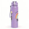 1PC Mimi Rainbow Boho Lettering Print 750ml Color Plastic Sports Water Bottle Leakproof Flip Straw Lid Suitable for Sports Office Home Use