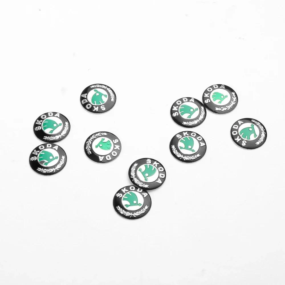 2025 Nowe 10/20 szt. 14mm Naklejki z Emblematem Kluczyka Samochodowego Naklejka z Logo Kluczyka do Sterowania Auto Dla Skoda Octavia Rapid Fabia Yeti Superb A5 A7 VRS V