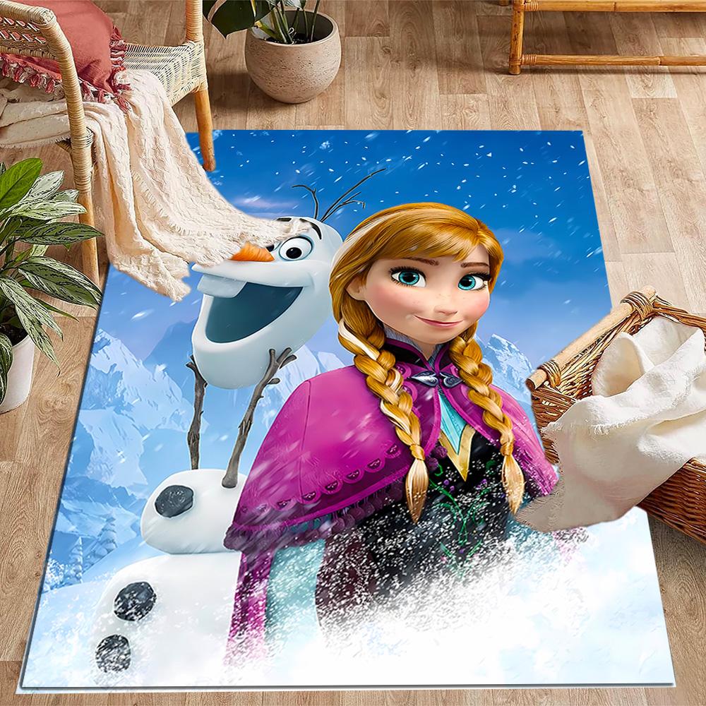 Frozen Olaf Cartoon Theme Non-Slip Rug - Made of Polyester, Suitable for Home Décor, Bedrooms, Living Rooms, Entryways, and Studios.
