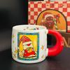 Kreative Weihnachtsmann-Illustration Keramiktasse Cartoon Weihnachtsgeschenk Heim Trinkbecher Souvenir