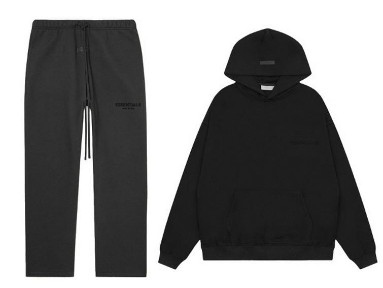 FOG Essentials 2025SS Double-Line Hooded Sweatshirt In Black