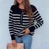 Women's Fashion  Winter Striped Long Sleeve Pullover Sweater