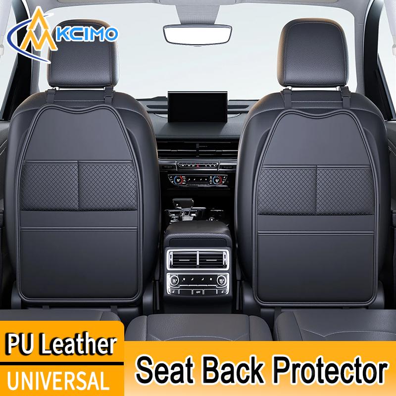 Kcimo  Pu Leather Car Seat Back Protector Universal Anti-Kick Pad With Storage Pocket Car Interior Accessories