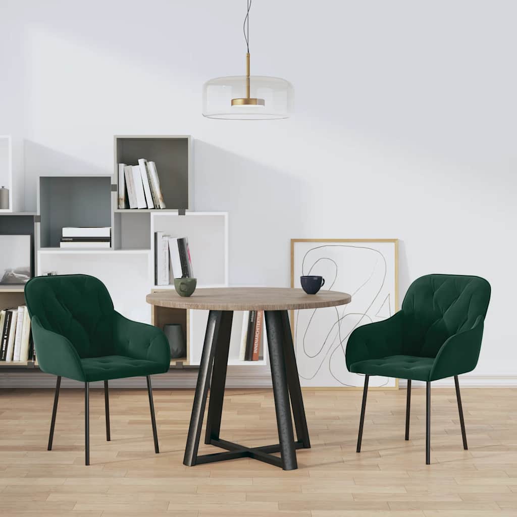 Dining Chairs 2 Pcs Dark Green Velvet