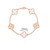 Bracciale da donna di alta qualità in oro rosa 18k, laser bianco, madreperla, calcedonio rosso, 15mm, quadrifoglio, cinque fiori