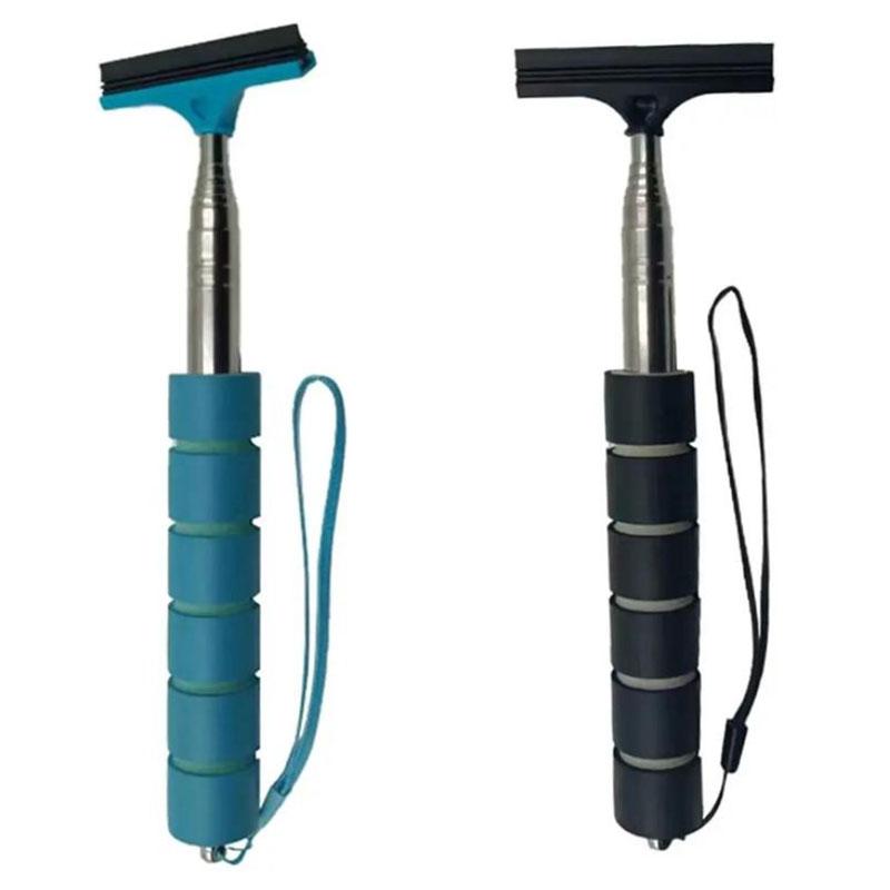 Car Rearview Mirror Wiper Portable Telescopic Auto Glass Squeegee Cleaner Car Mirror Wash Cleaning Brush Long Handle Glass Mist Cleaner