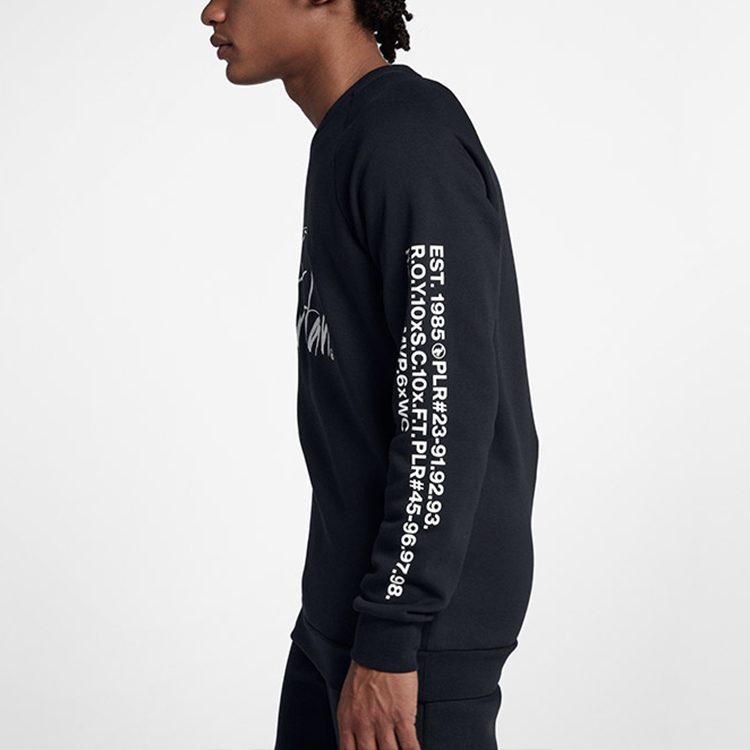 Jordan Sportswear Greatest Crew Neck Letter Comfortable Fleece Lined Long Sleeved Sweatshirt Men's Black AV6003-010