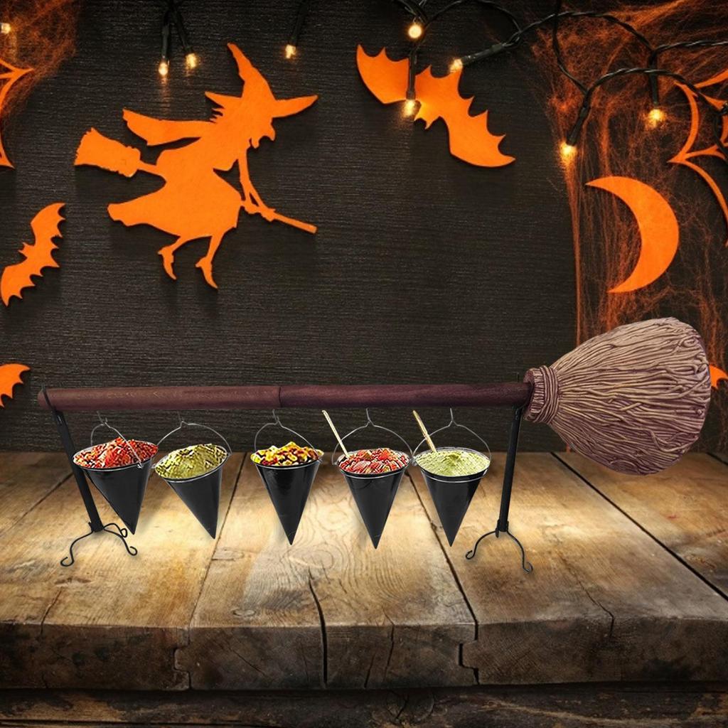 Halloween Serving Bowl Stand Party Witch Serving Bowl With Rack Novelty Snack Dessert Storage Stand Candy Holder For Backyard