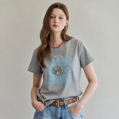 HoTfix LeTTering Graphic ShorT Sleeve T shirT zf06qT037na