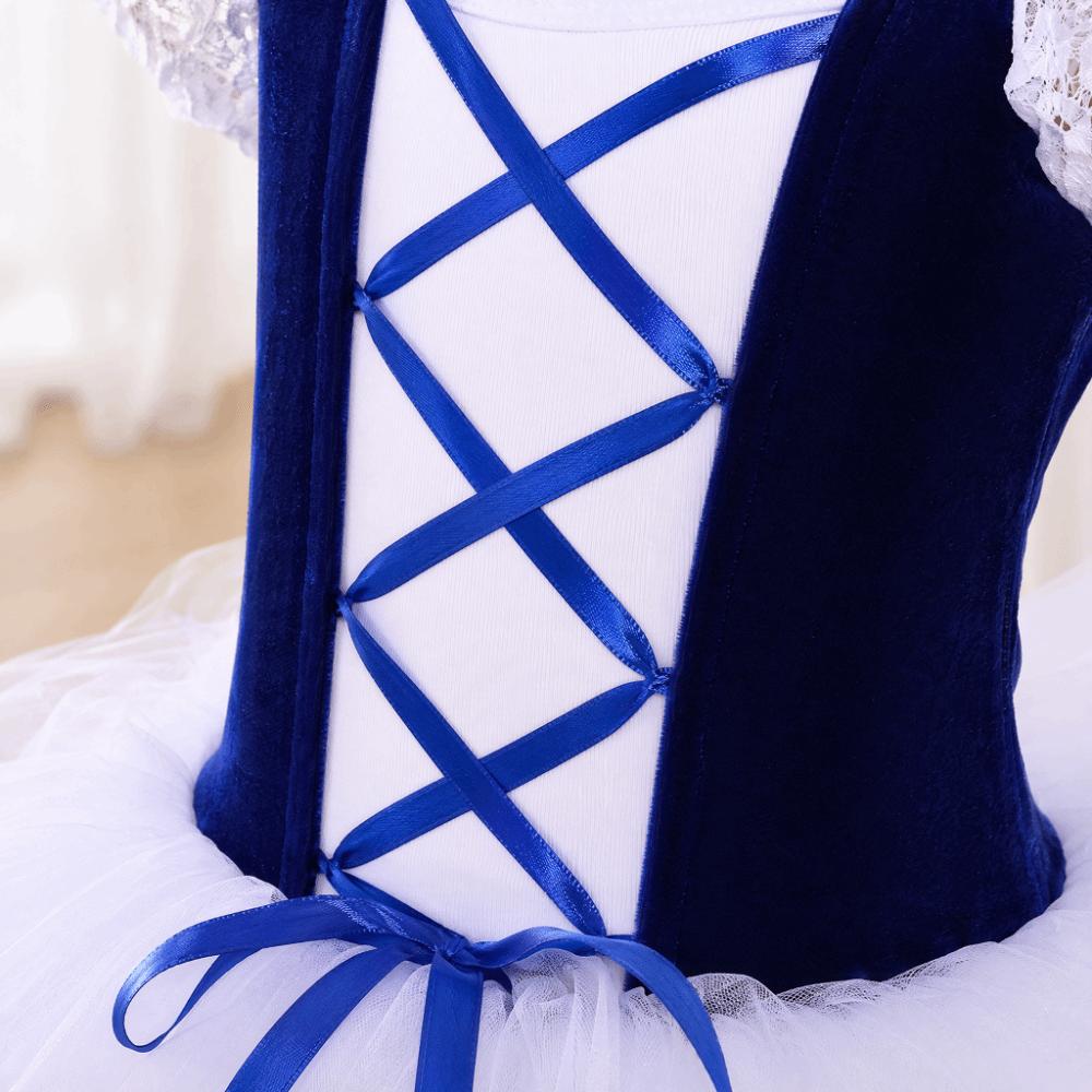 Cross Ribbon Ballet Costume Dress Velvet Kids Ballet Tutu Skirt  Ballet Performance