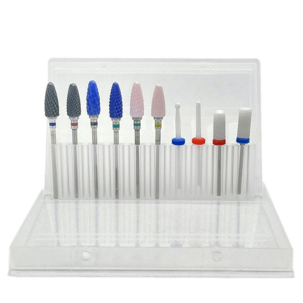 10pcs Manicure Ceramic Nail Drill Bits Set Removing Gel Varnish Drill Manicure Machine Pedicure Nail Bits for Electric Drill