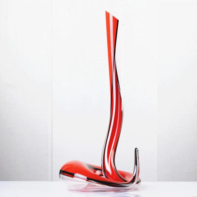 Ručně vyráběná kreativní karafa ve tvaru hada, sada sklenic na červené víno z průhledného skla, domácí dávkovač vína, karafa 1800 ml, vinná sada