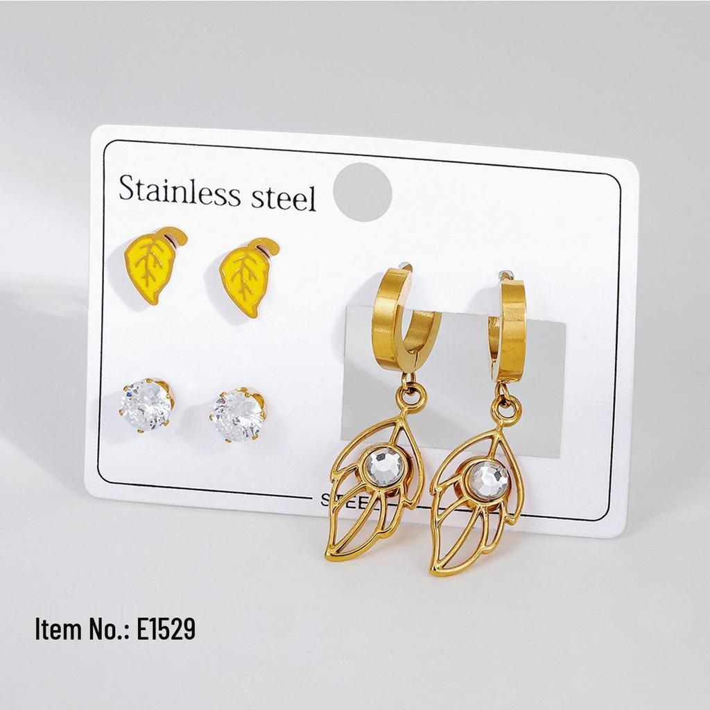 High-End European & American Stainless Steel Earrings: Fashionable, Non-Fading, Versatile Luxury Jewelry Set for Women