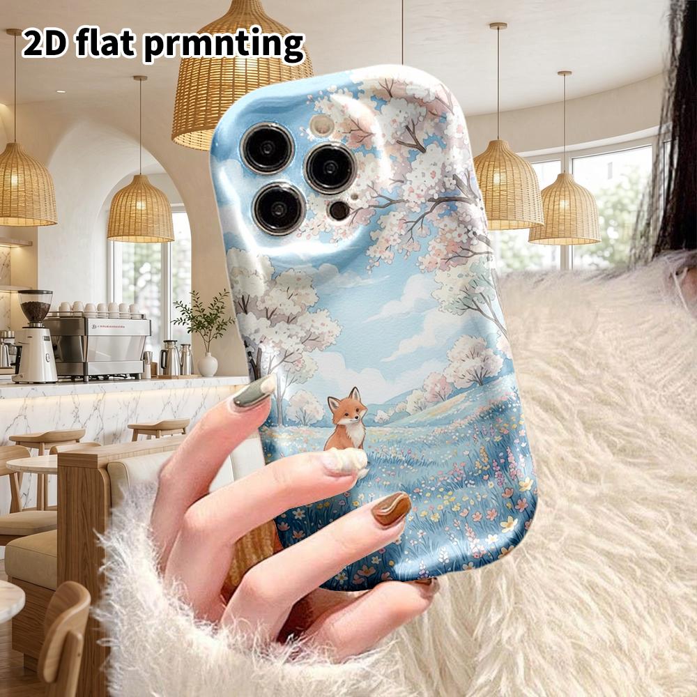 Phone Case: 2D Flat Design Suitable for iPhone 18 17 16 15 14 13 Pro Protective Case, Couple Style, Spring Little Fox, Christmas and Halloween Gifts