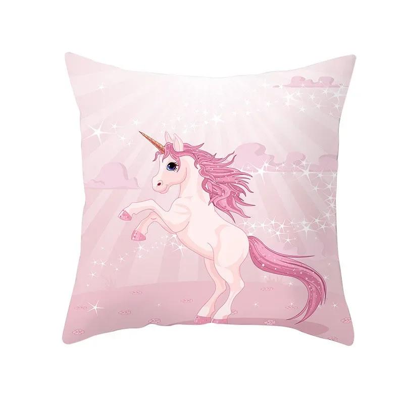 40/45/50cm Cartoon Purple Unicorn Series Cushion Cover for Sofa Girls Kids Bedroom Pillowcase Home Decorative Pillow Cover