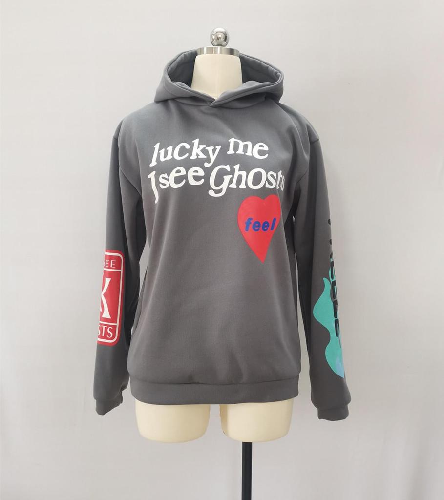 Kanye Unisex Mikina s kapucí a graffiti srdcem, podšitá fleecem
