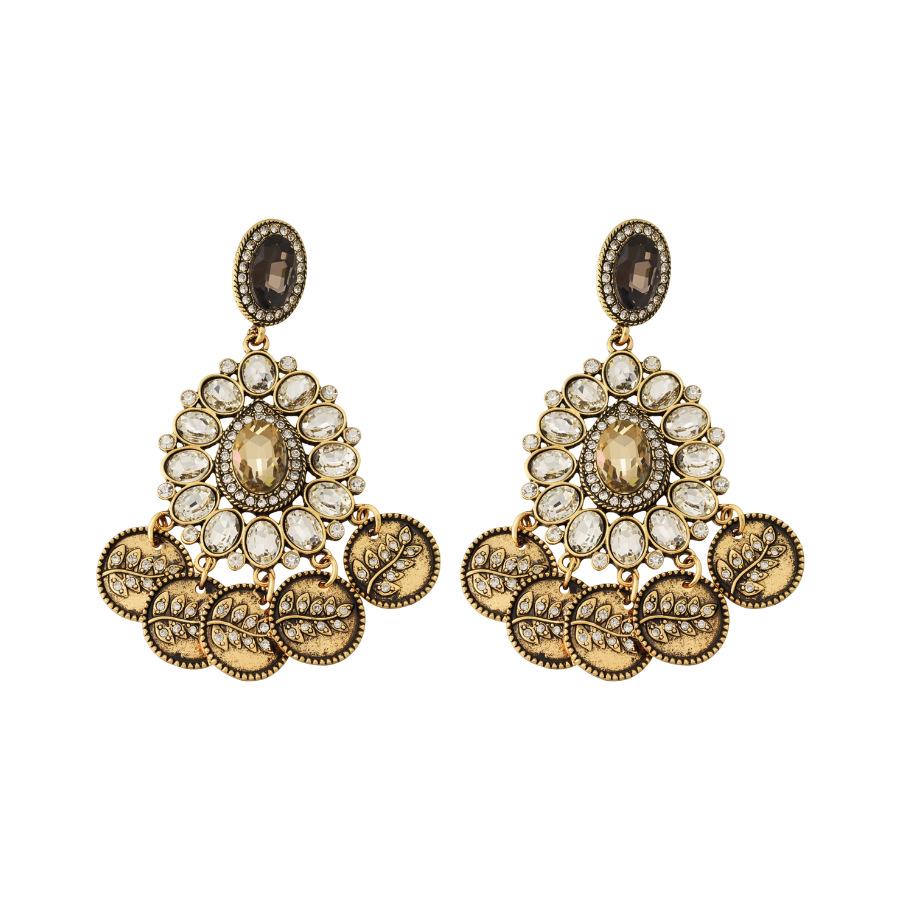 Silver Needle Retro Diamond-Inlaid Water Drop Tassel Earrings: Vintage Style, Light Luxury, High-End Feel, Fashionable Stud Accessories.