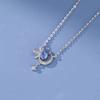 Star Moon Necklace Women'S Glazed Stone Star Moon Fashion High-End Clavicle Chain Bow Ear Jewelry Premium Durable