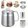Stainless Steel Oil Filter Pot with Lid Thickened Kitchen Frying Oil Separator Grease Storage Bottle No Drip