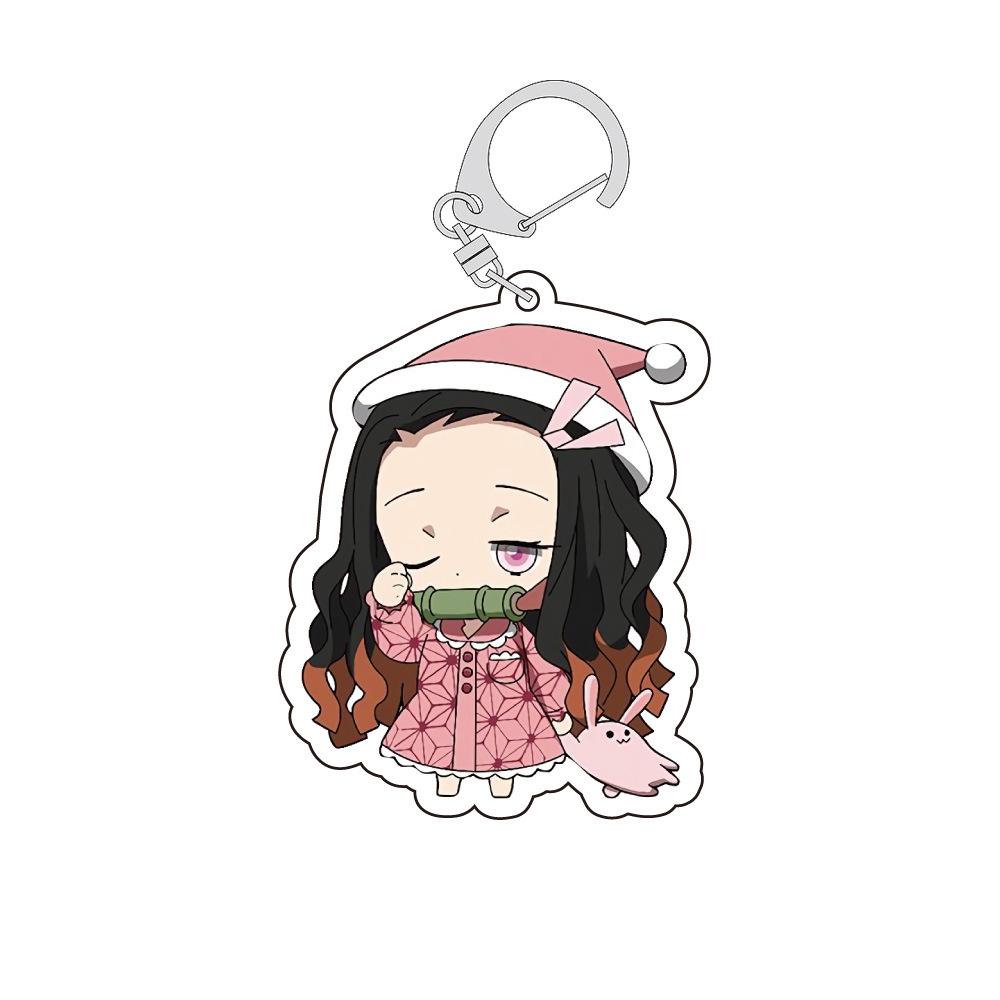 Demon Slayer Kimetsu no Yaiba Tanjiro Nezuko Tokito Muichiro Acrylic Double Sided Keychain Transparent Anime Pendant Cosplay 55mm