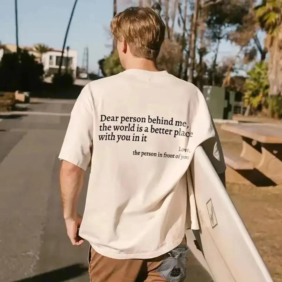 "You're enough" letter pattern print, Harajuku, simple and fashionable 100% cotton T-shirt for men