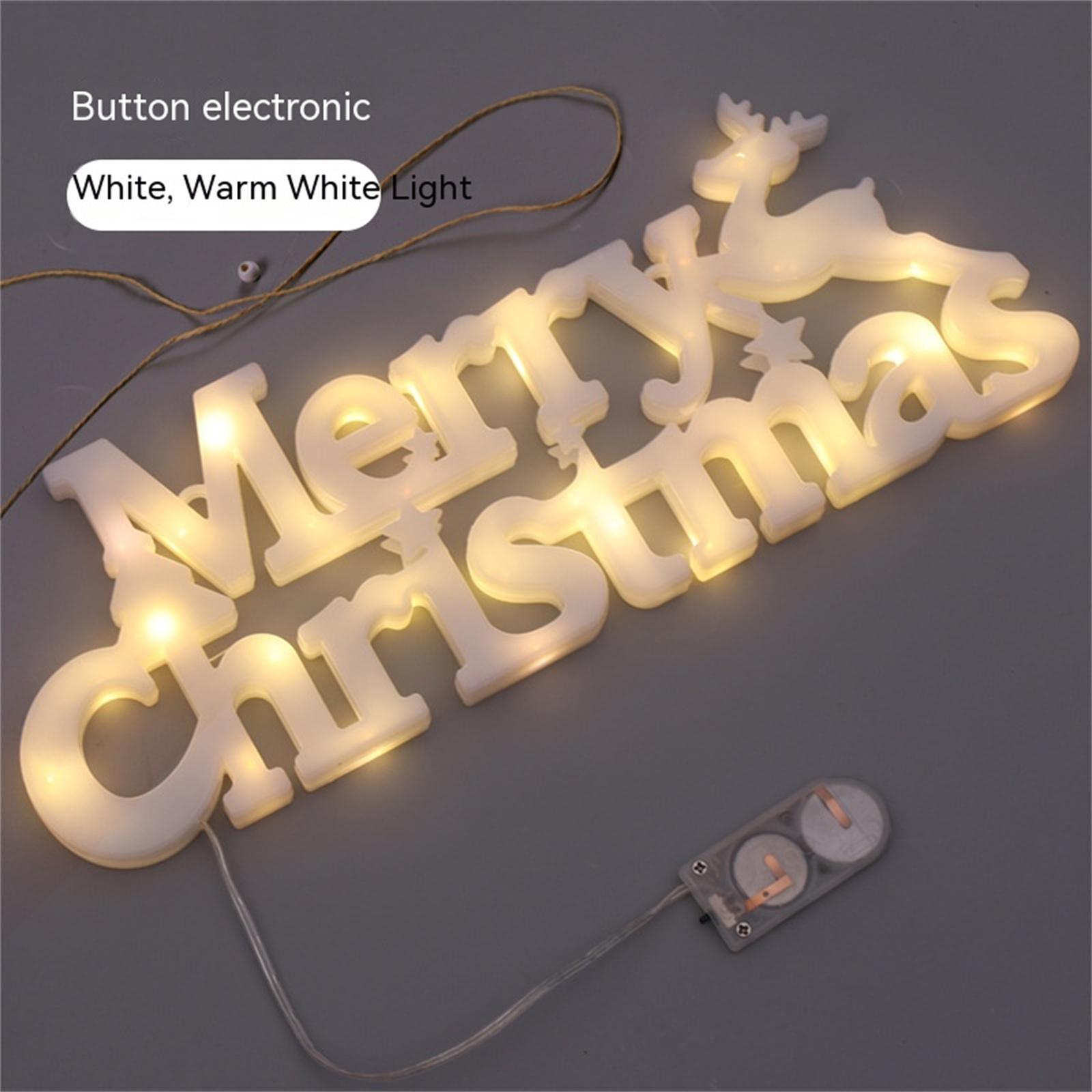 

14 LEDs Letters Christmas Lights Super Bright Energy Saving LED Hanging Lights For Fence Pathway Trees Garden Yard 11x4.3 Inches White
