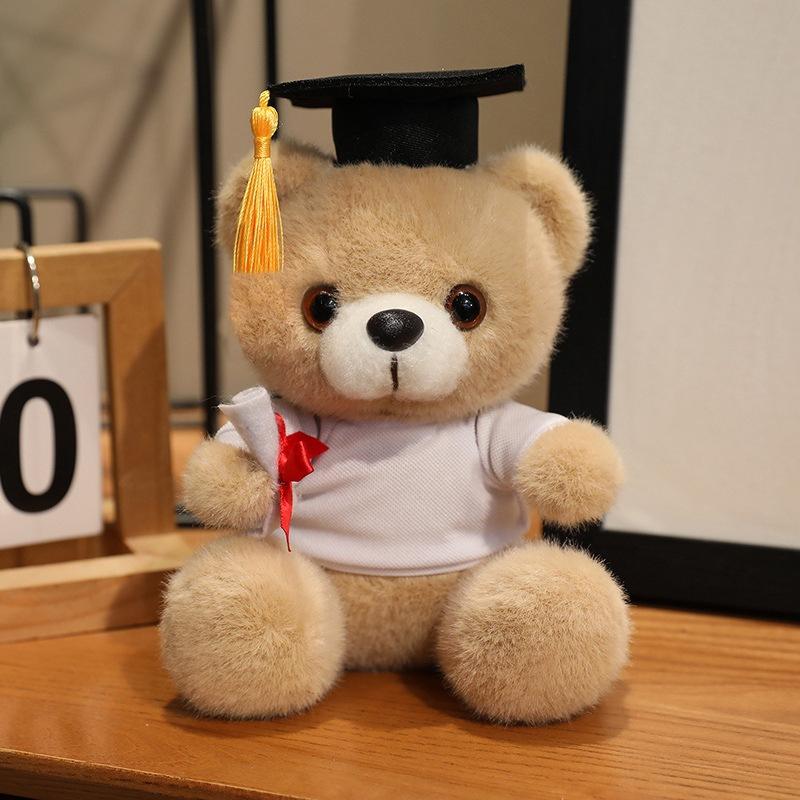 Graduation Bear Doll Doctor Hat Bachelor'S Uniform Teddy Bear Plush Toy Bachelor'S Graduation Commemorative Gift Can Be Added Logo