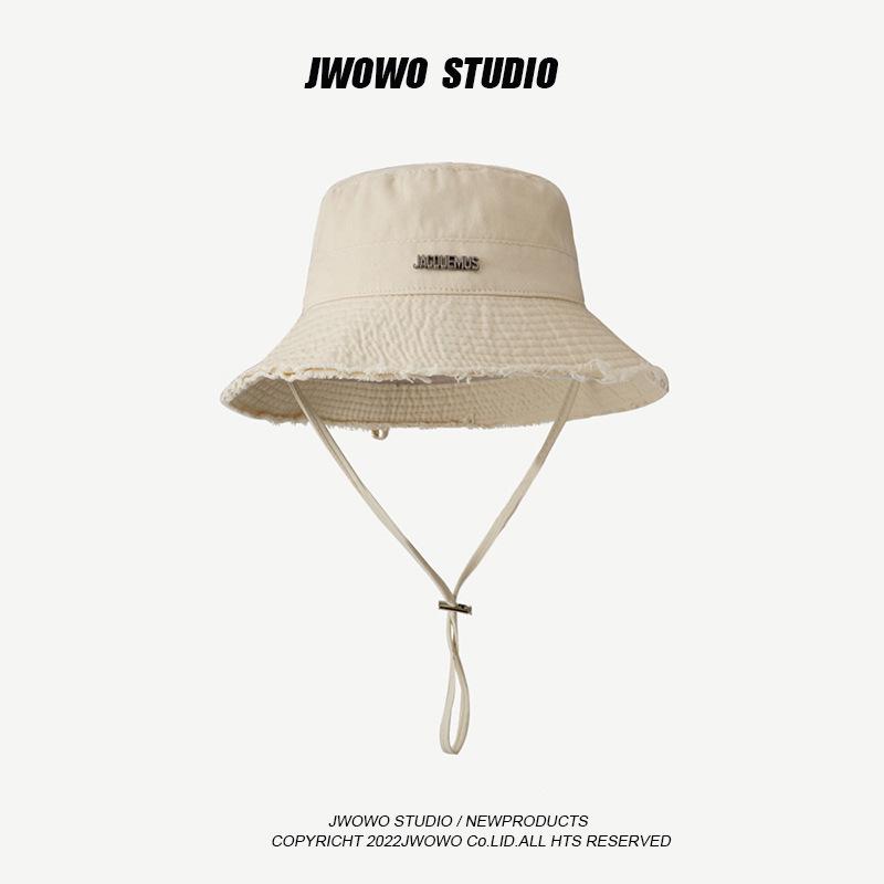 HyunA Fur-Edged Washed Cotton Fisherman Bucket Hat for Women - Trendy, Stylish Sun Hat for Shopping & Travel