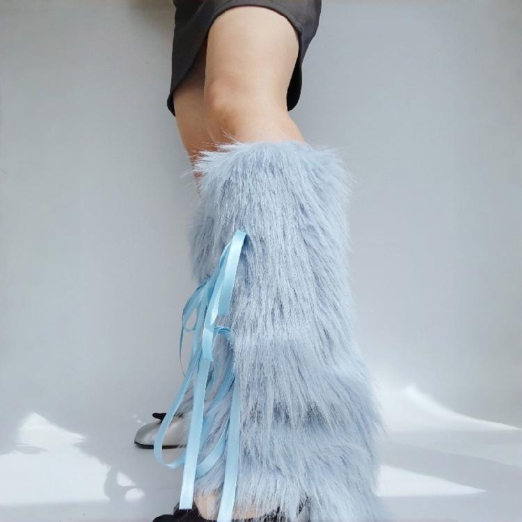 Soft Furry Plush Leg Covers For Women Stylish Bows Detail Fashion Leg Warmers Warmth Indoor Outdoor Versatility